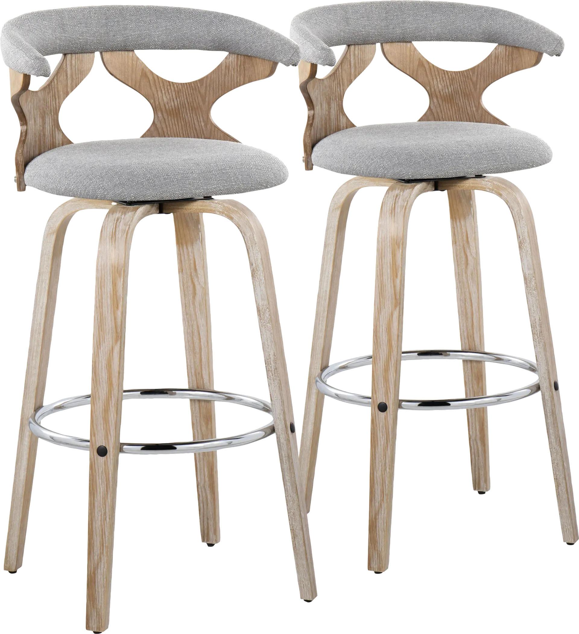 Wyndmoor II Light Gray Swivel Barstool, Set of 2