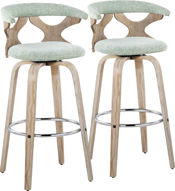 Wyndmoor II Seafoam Swivel Barstool, Set of 2