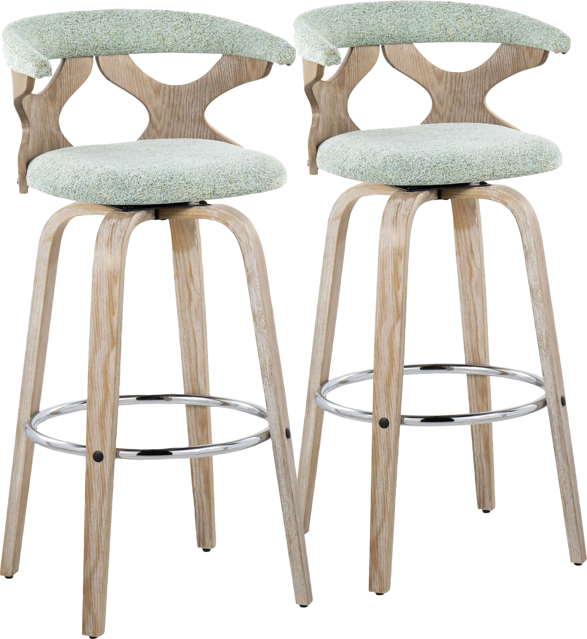 Wyndmoor II Seafoam Swivel Barstool, Set of 2
