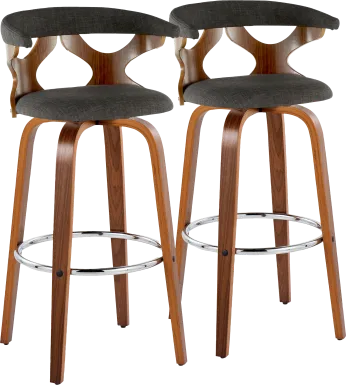 Wyndmoor III Charcoal Swivel Barstool, Set of 2