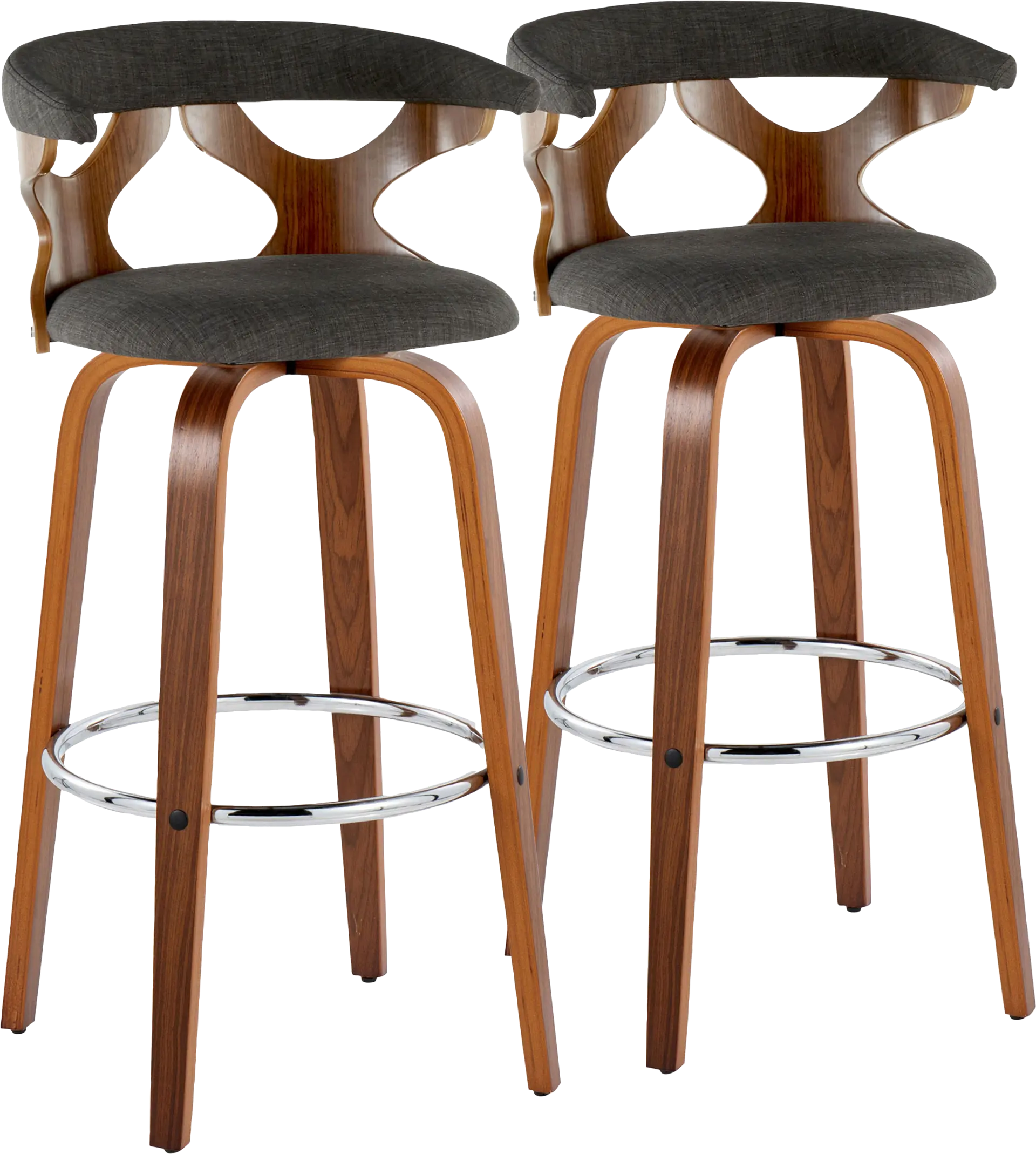 Wyndmoor III Charcoal Swivel Barstool, Set of 2