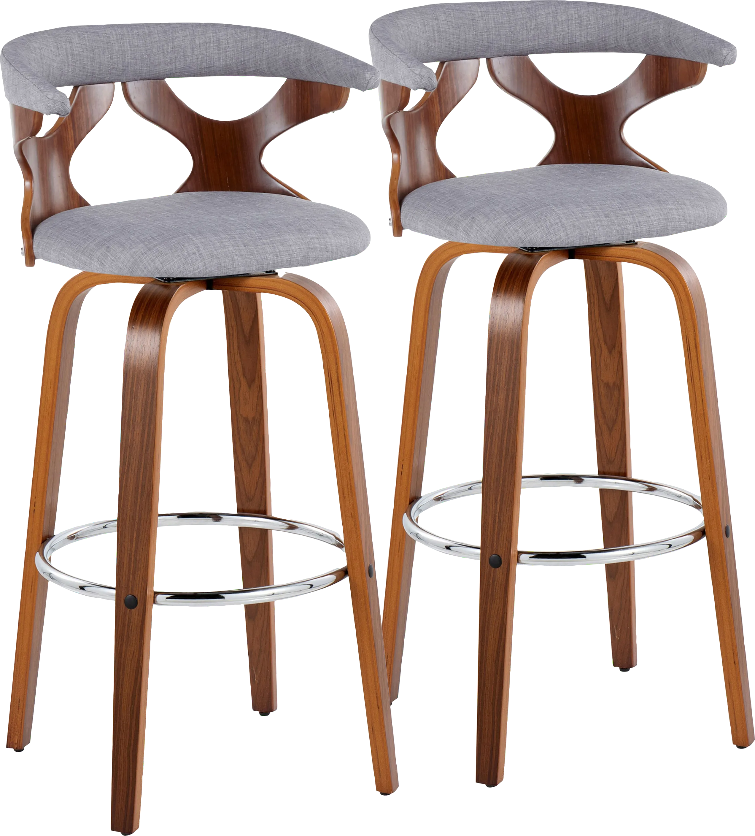 Wyndmoor III Light Gray Swivel Barstool, Set of 2 - Thumbnail - Image 1