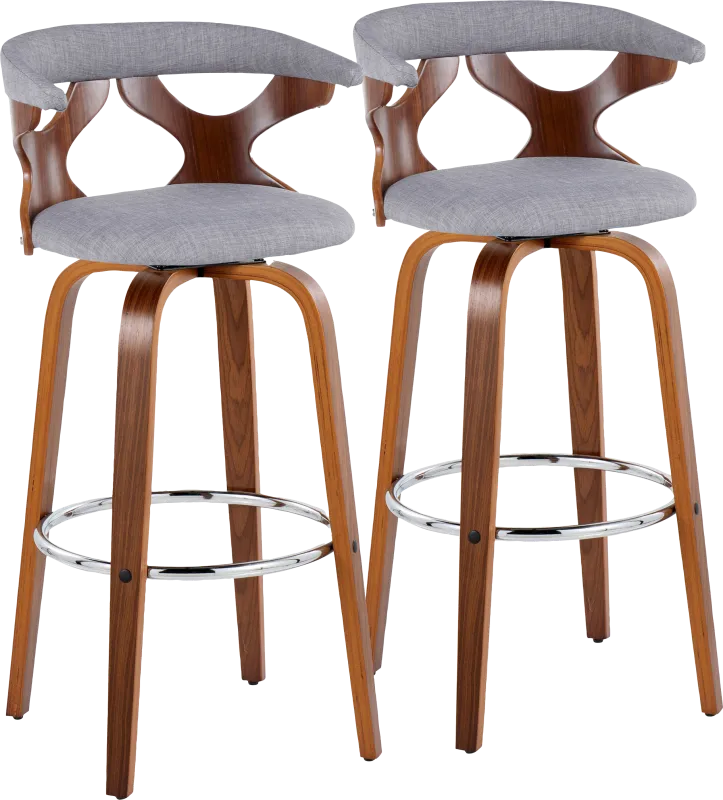Wyndmoor III Light Gray Swivel Barstool, Set of 2