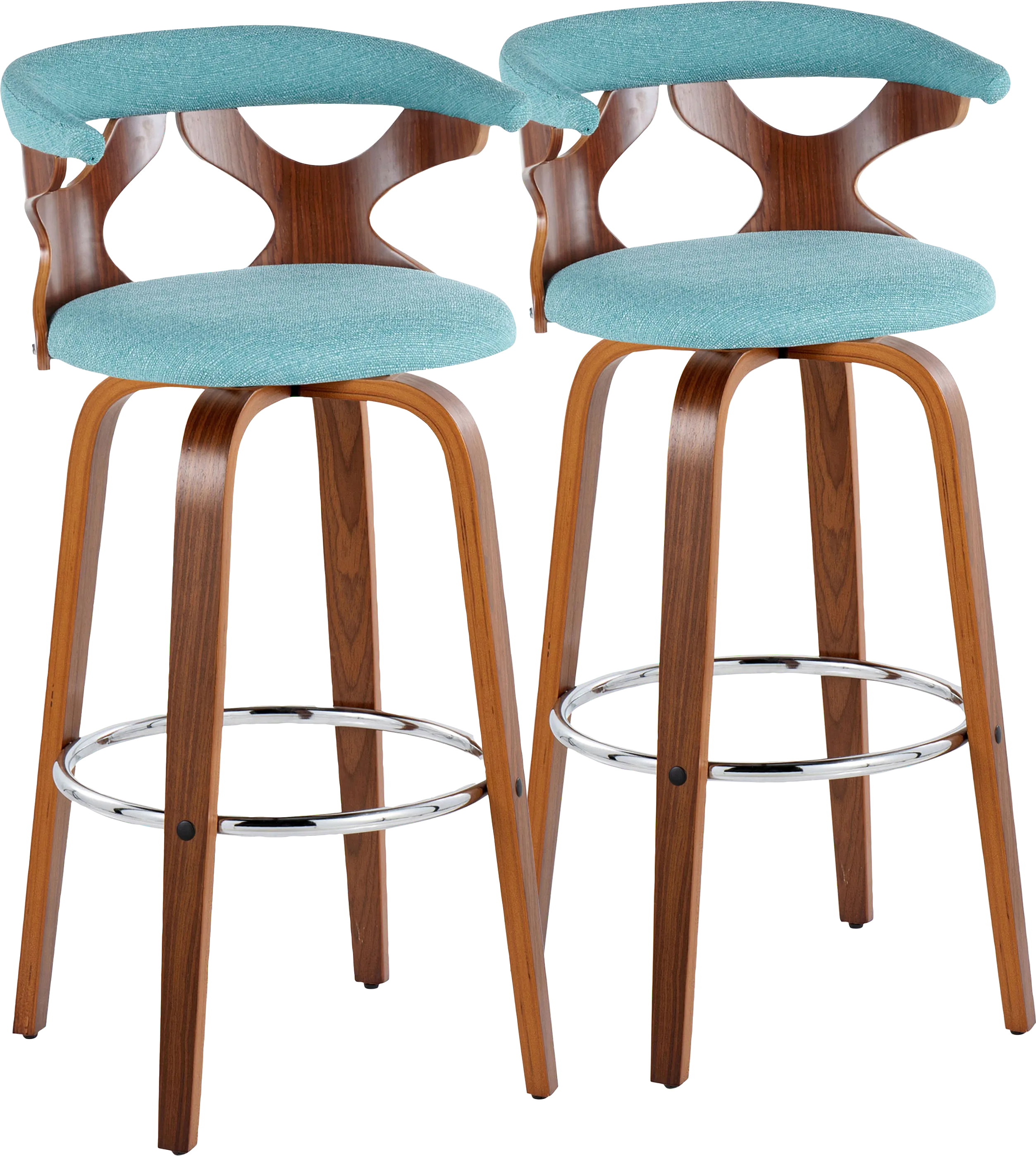 Wyndmoor III Teal Swivel Barstool, Set of 2 - Thumbnail - Image 1