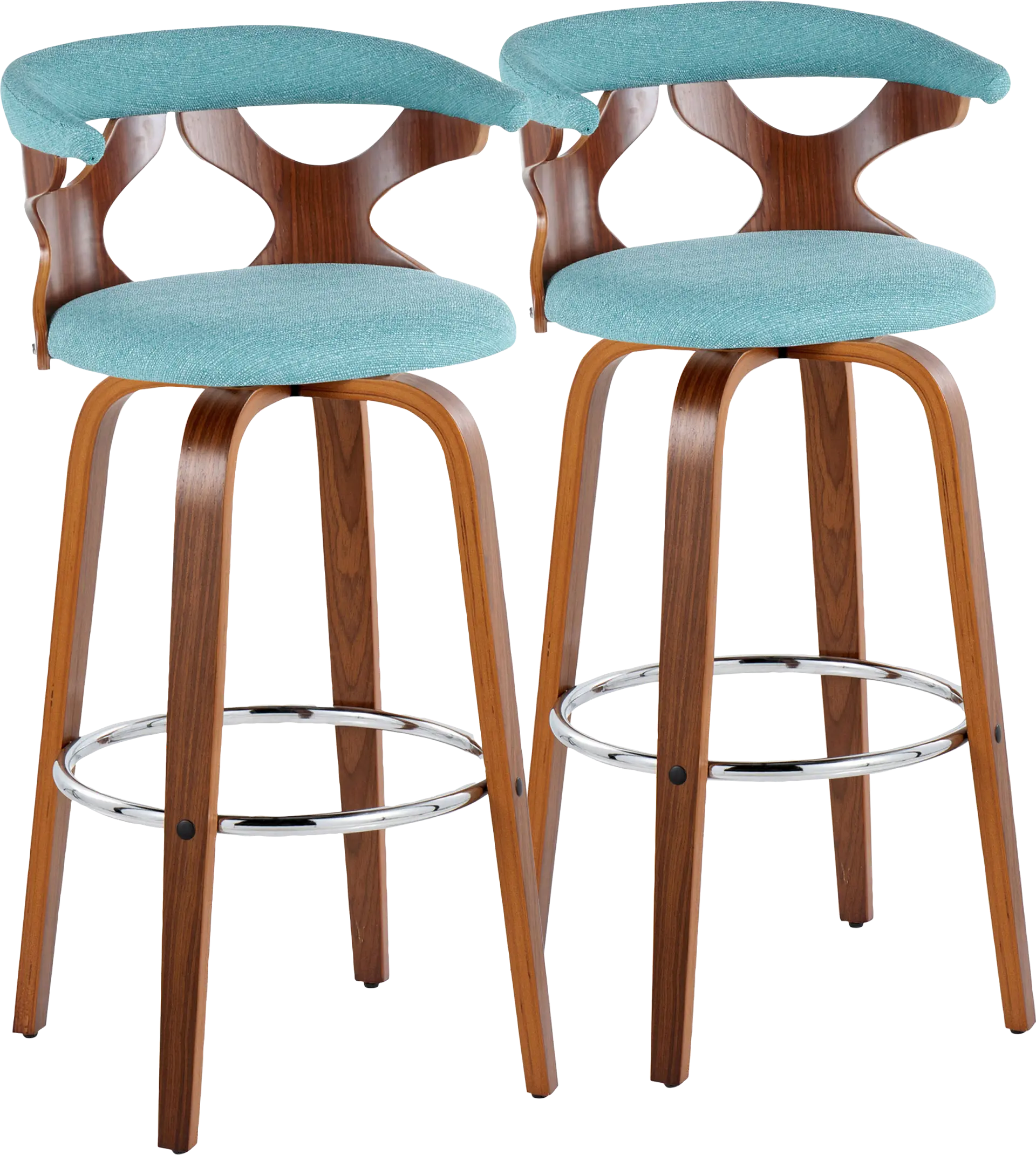 Wyndmoor III Teal Swivel Barstool, Set of 2