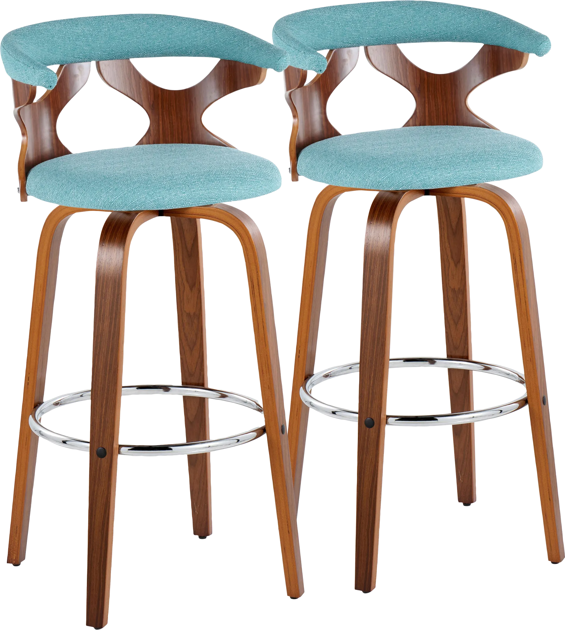 Wyndmoor III Teal Swivel Barstool, Set of 2 - Image 1