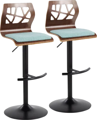 Watsonia IV Teal Adjustable Barstool, Set of 2