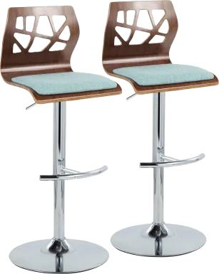 Watsonia VI Teal Adjustable Barstool, Set of 2