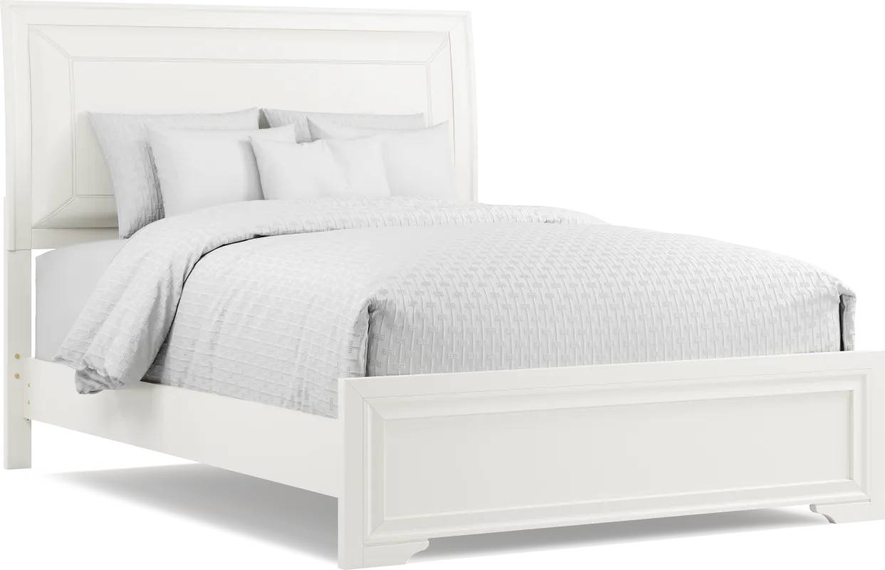 Belcourt White 3 Pc Queen Upholstered Sleigh Bed