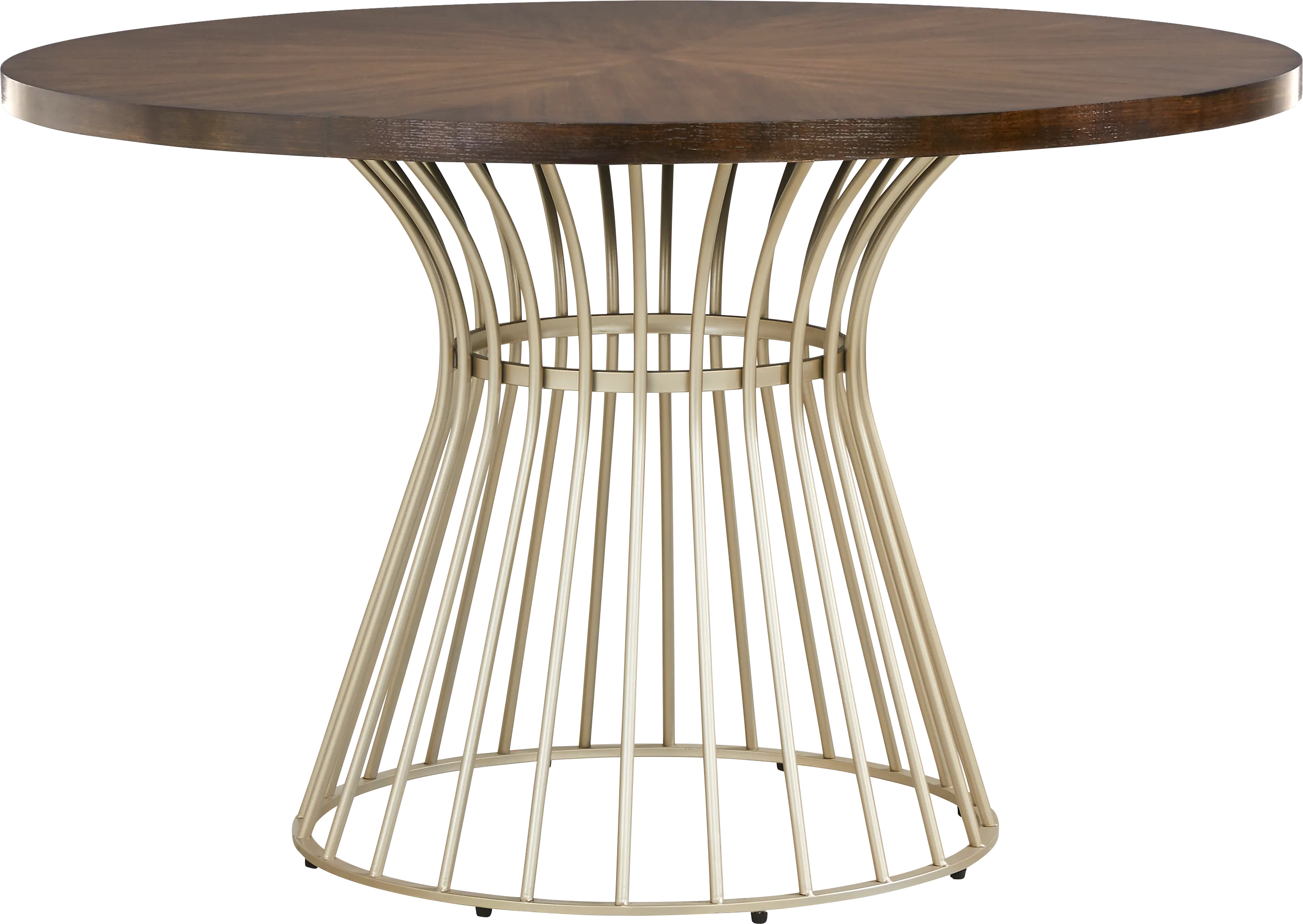 Calisi Brown 5 Pc Round Dining Room with Beige Chairs - Thumbnail - Image 2