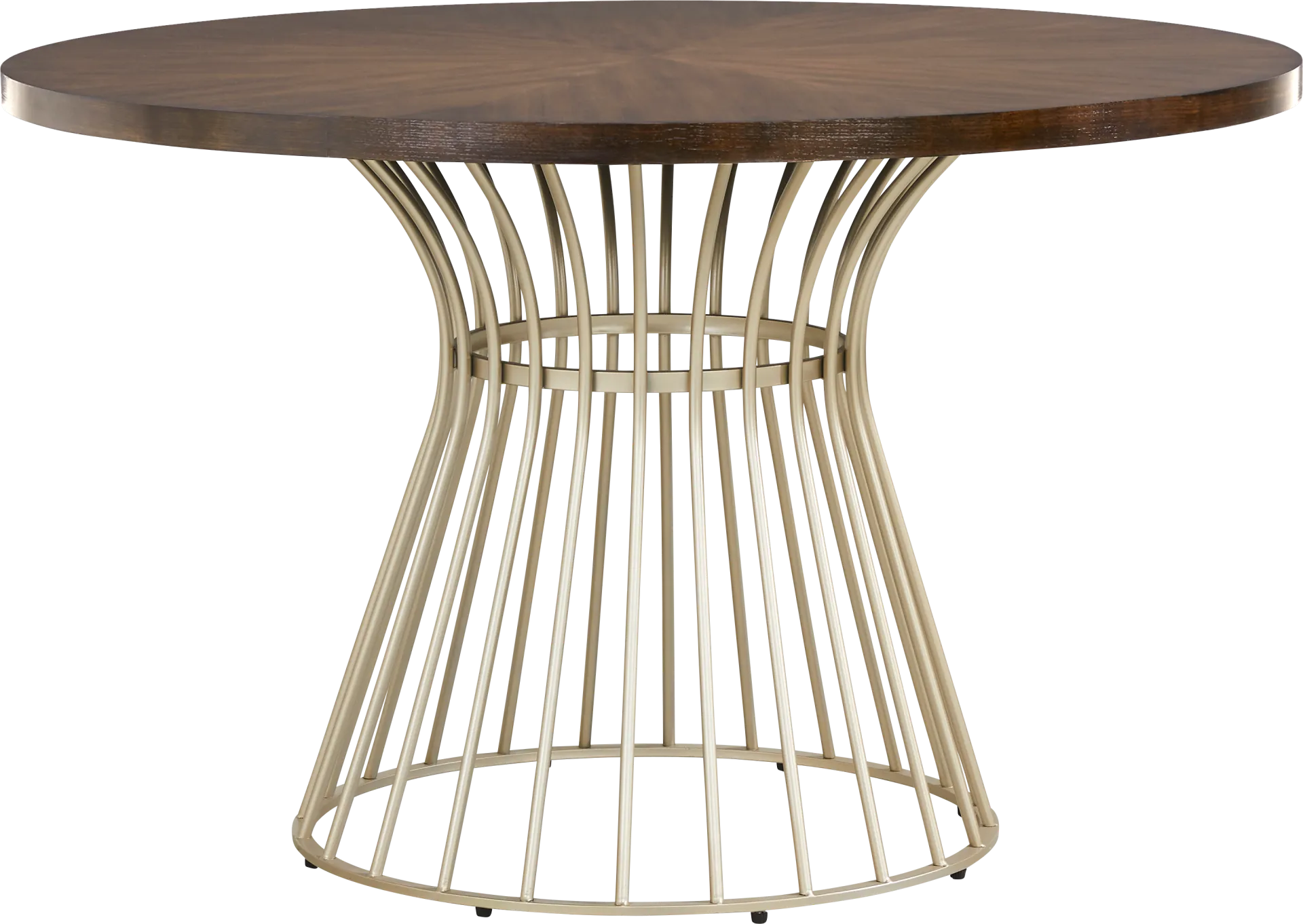 Calisi Brown 5 Pc Round Dining Room with Beige Chairs - Image 2