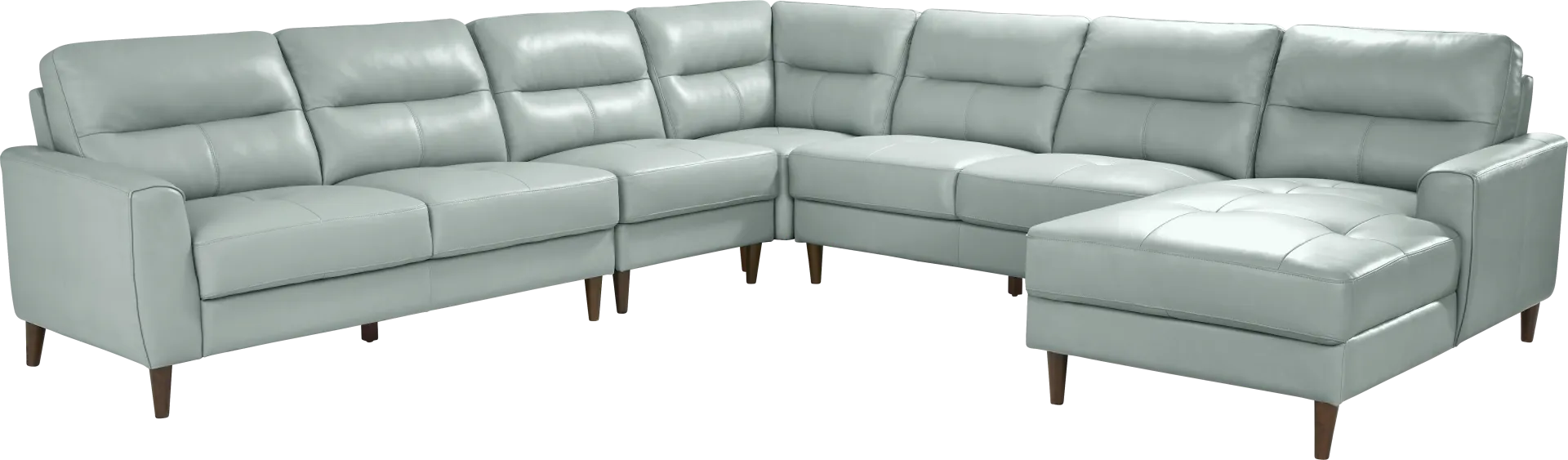 Sutton Heights Aqua Leather 5 Pc Sectional - Image 2