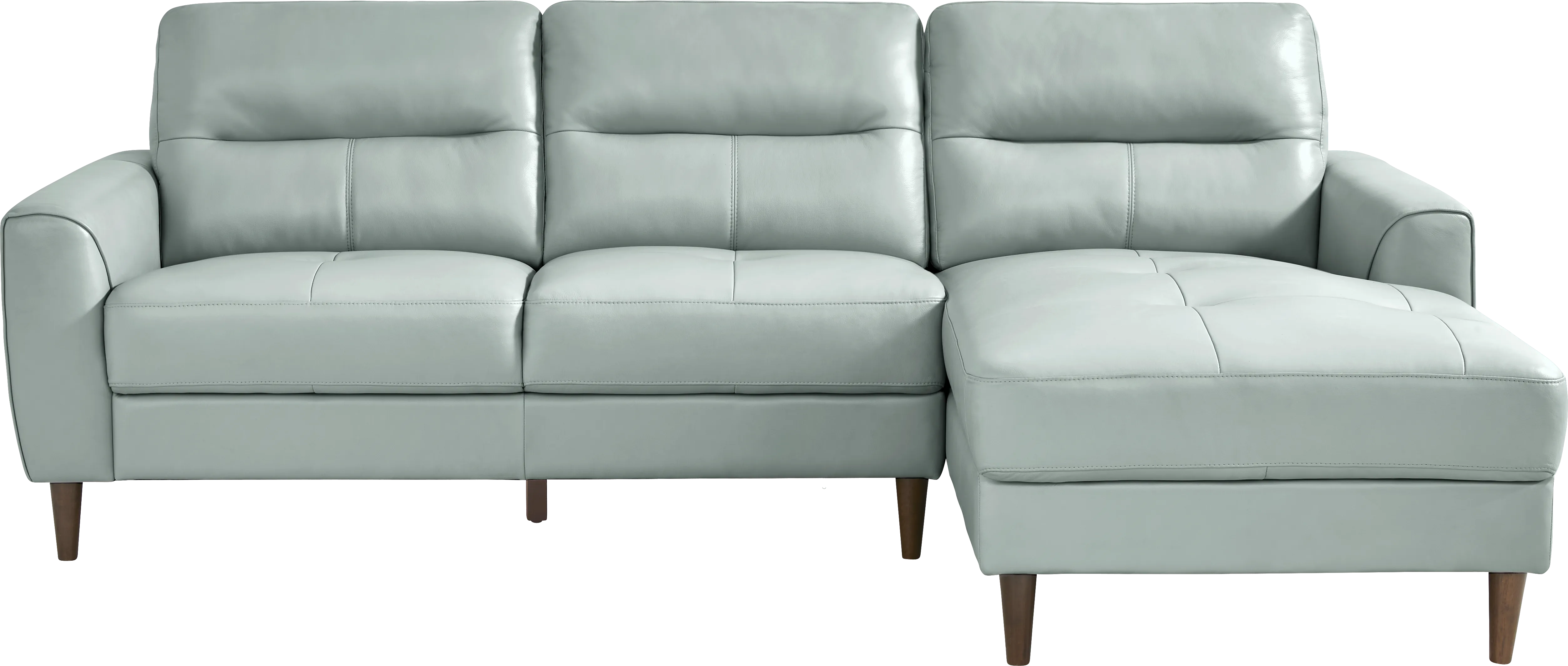 Sutton Heights Aqua Leather 2 Pc Sectional - Thumbnail - Image 1