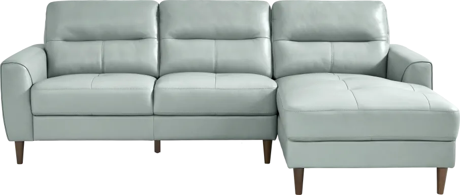Sutton Heights Aqua Leather 2 Pc Sectional