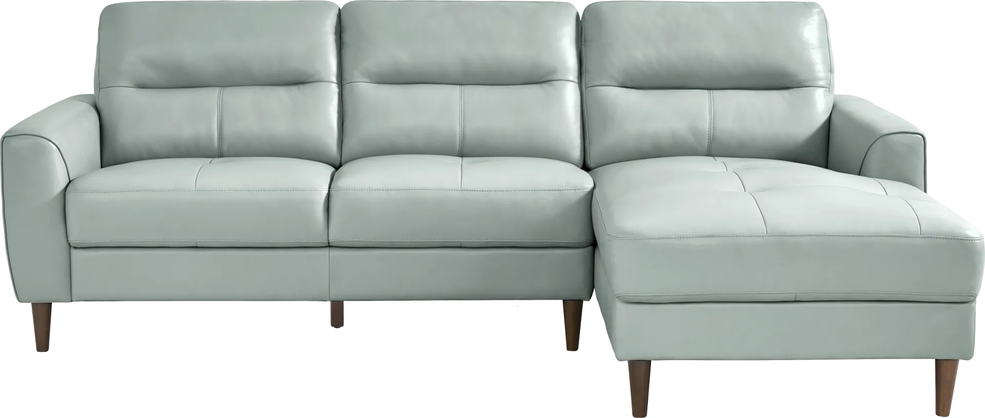 Sutton Heights Aqua Leather 2 Pc Sectional - Image 1