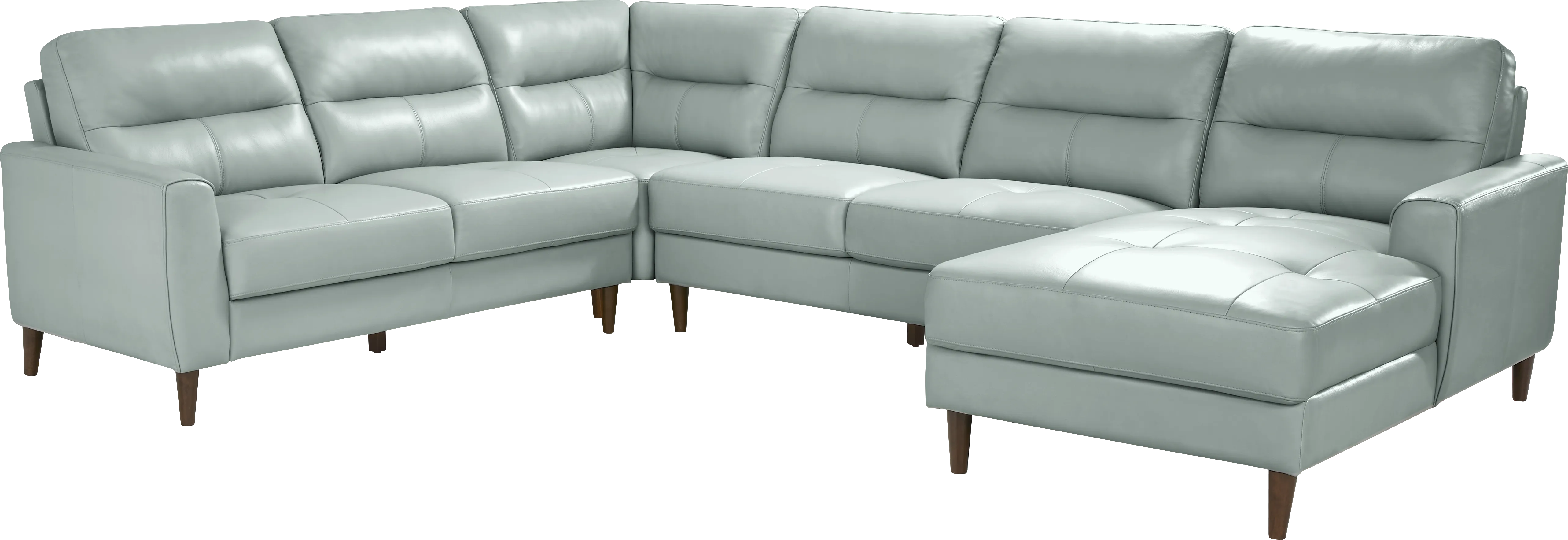 Sutton Heights Aqua Leather 7 Pc Sectional Living Room - Thumbnail - Image 2