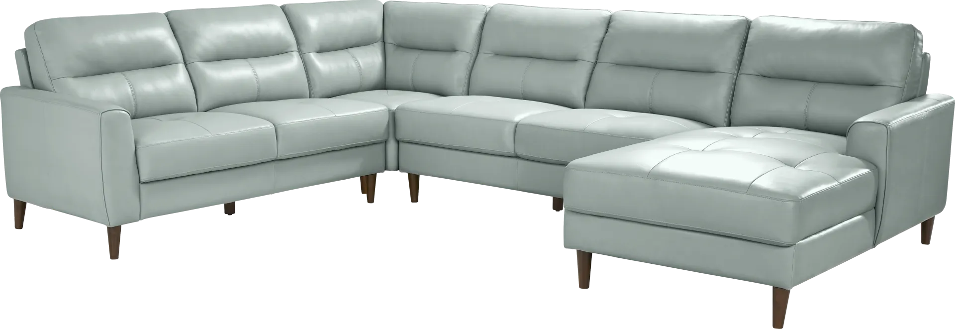 Sutton Heights Aqua Leather 7 Pc Sectional Living Room - Image 2