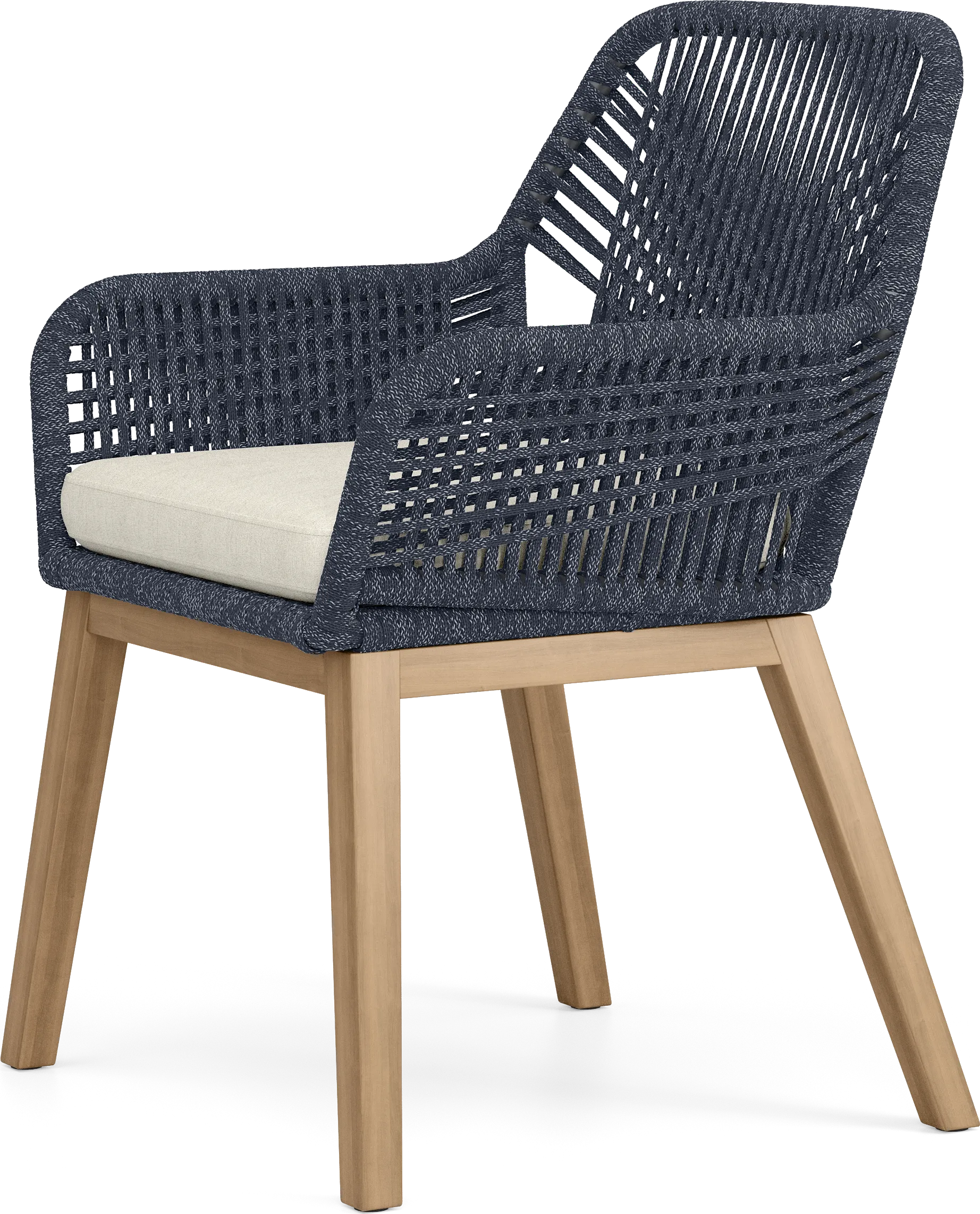 Tessere Natural 5 Pc Square Outdoor Dining Set with Blue Arm Chairs - Image 7