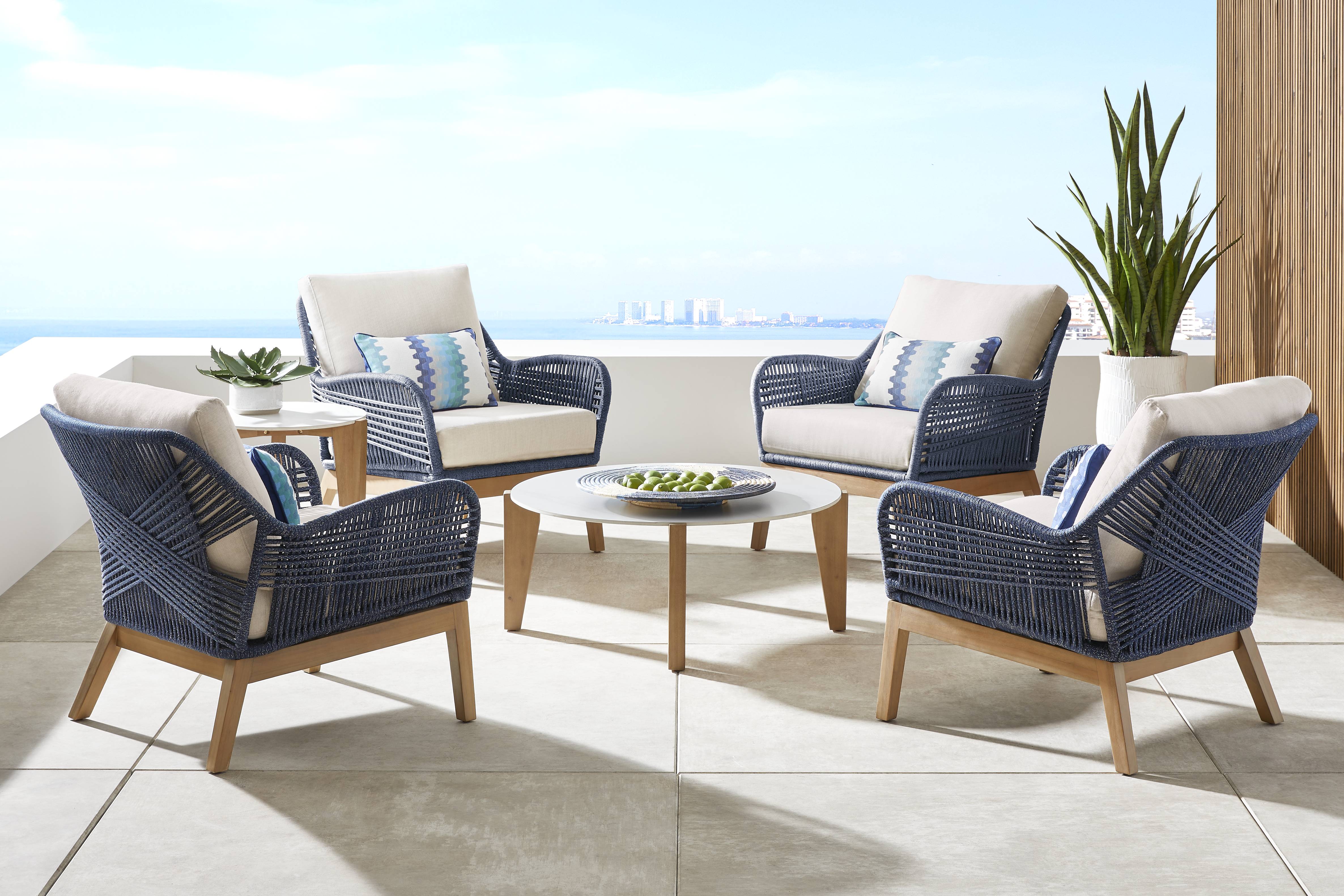 Tessere Blue 6 Pc Outdoor Chat Set - Thumbnail - Image 1