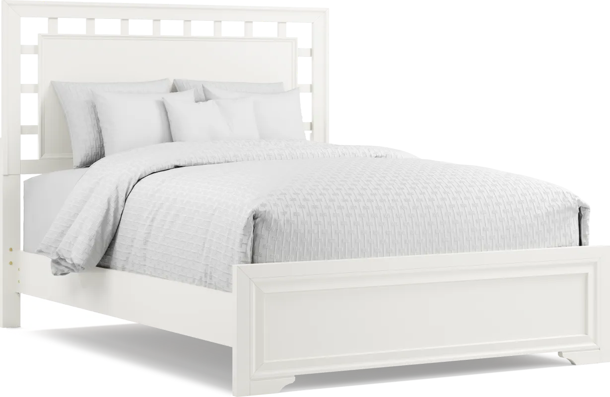 Belcourt White 3 Pc Queen Lattice Bed