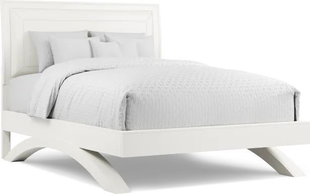 Belcourt White 3 Pc Queen Upholstered Sleigh Arch Bed