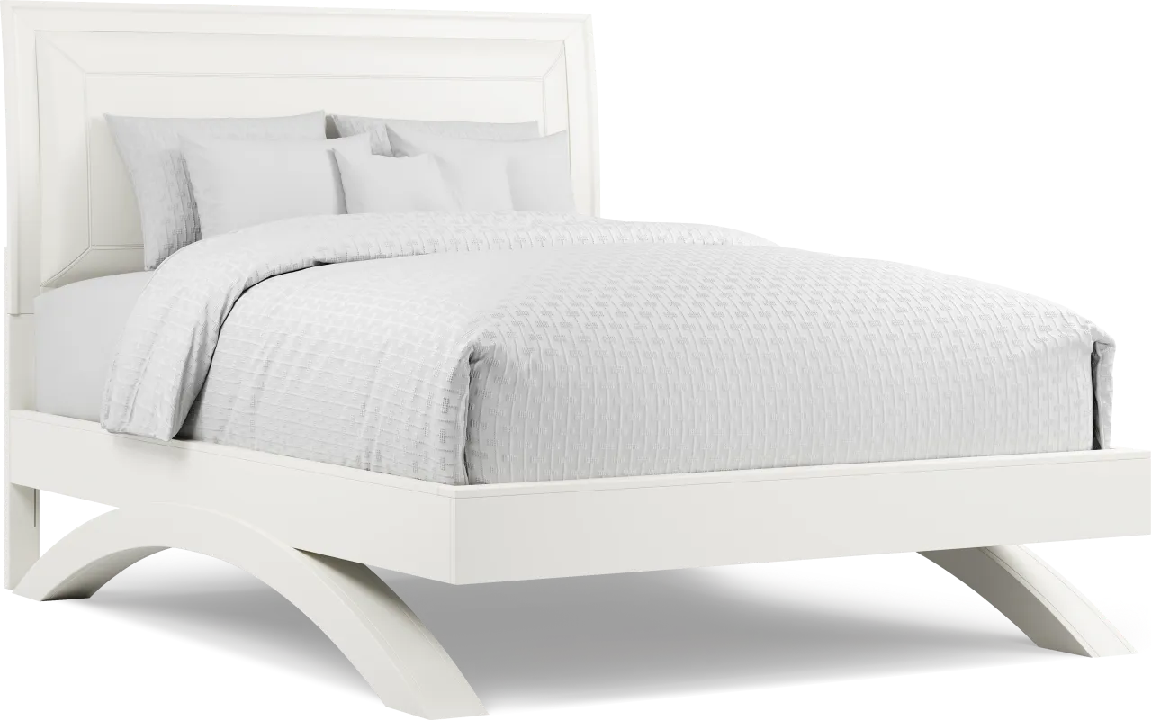 Belcourt White 3 Pc Queen Upholstered Sleigh Arch Bed