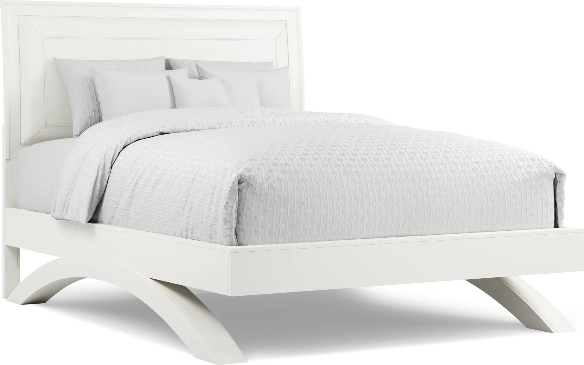 Belcourt White 3 Pc Queen Upholstered Sleigh Arch Bed - Image 2