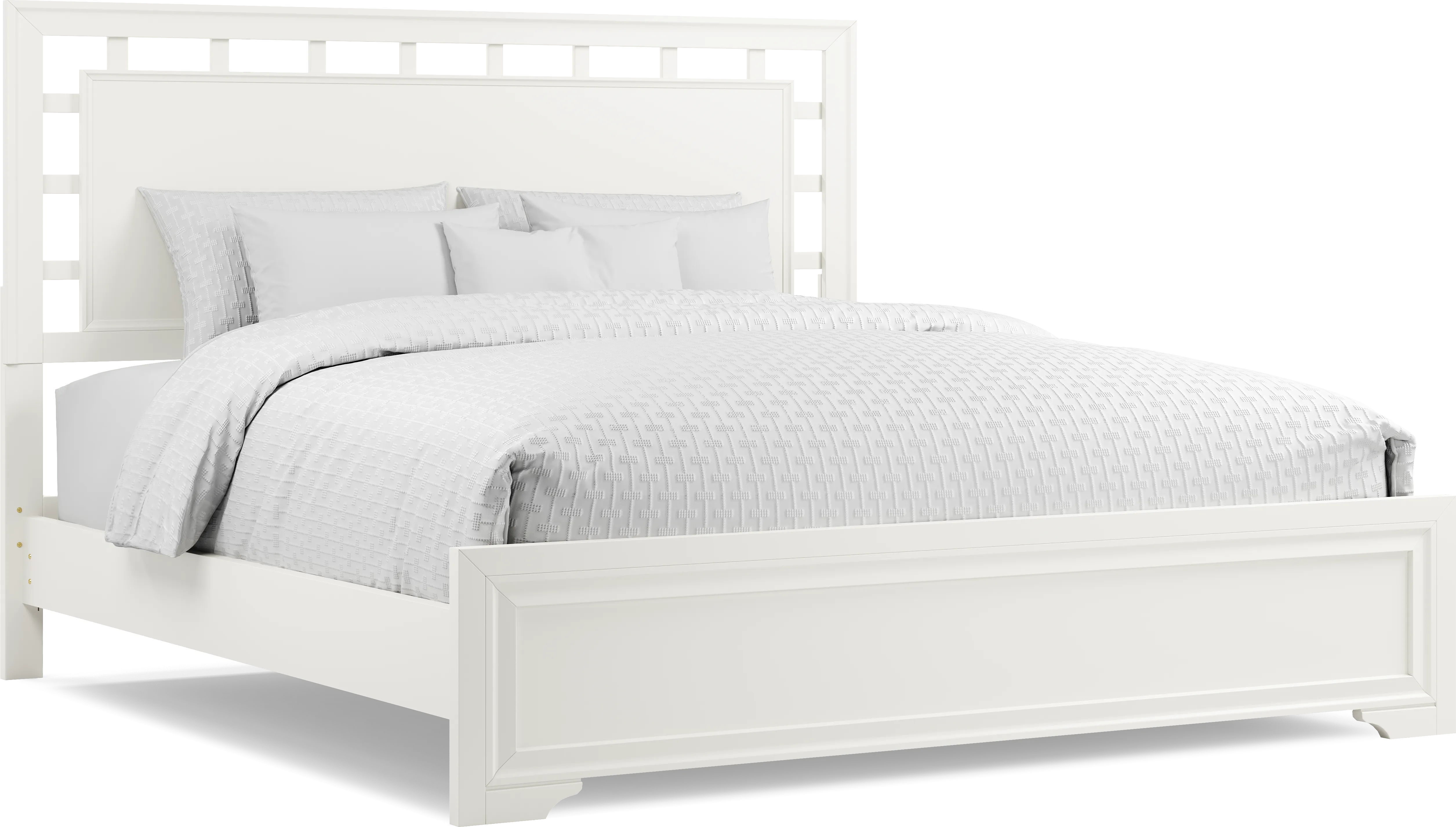 Belcourt White 3 Pc King Lattice Bed - Thumbnail - Image 1