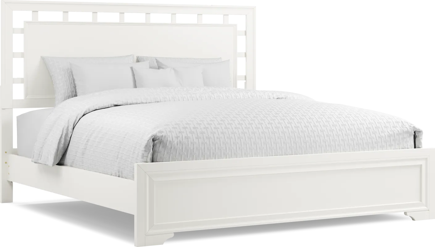 Belcourt White 3 Pc King Lattice Bed