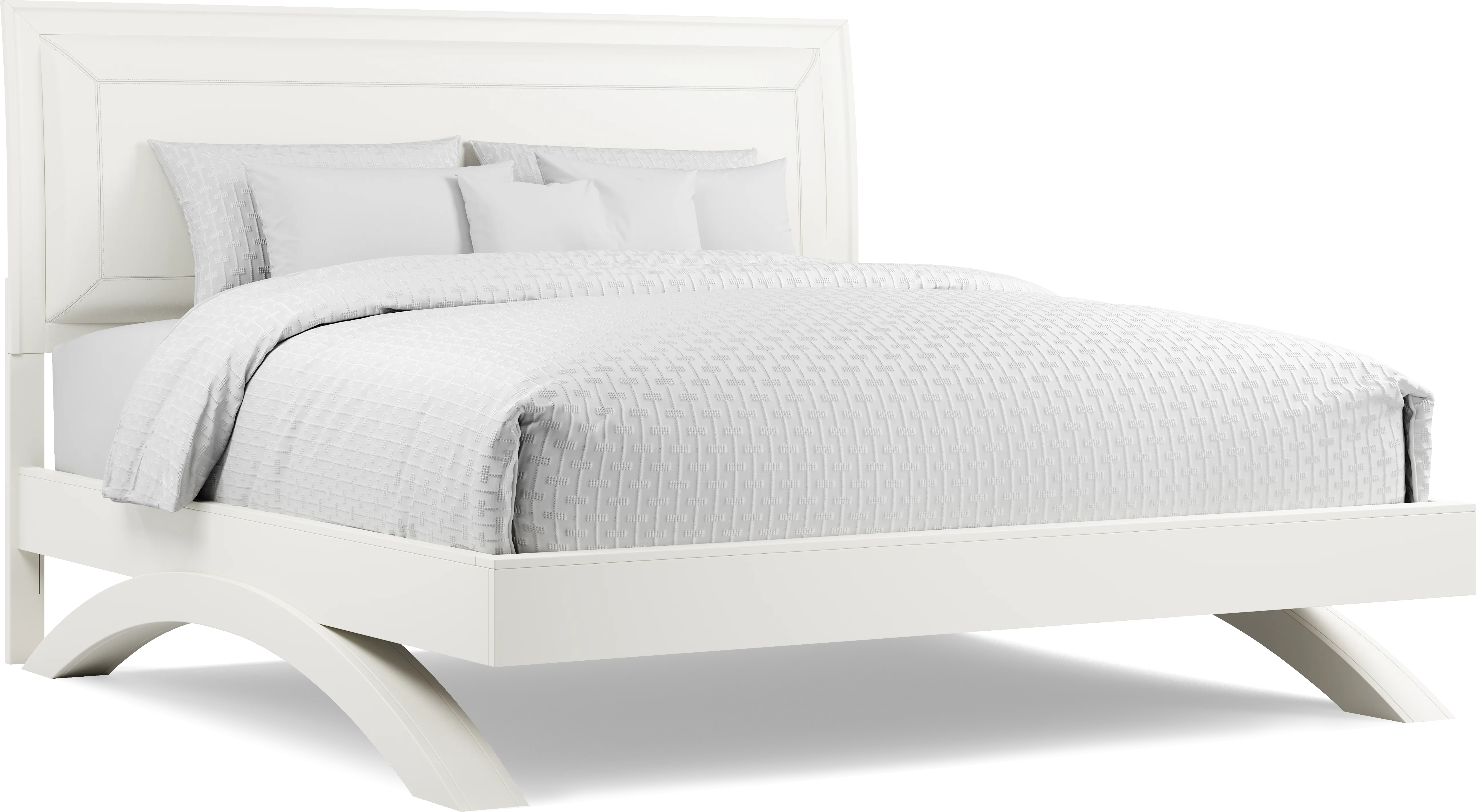 Belcourt White 3 Pc King Upholstered Sleigh Arch Bed - Thumbnail - Image 1