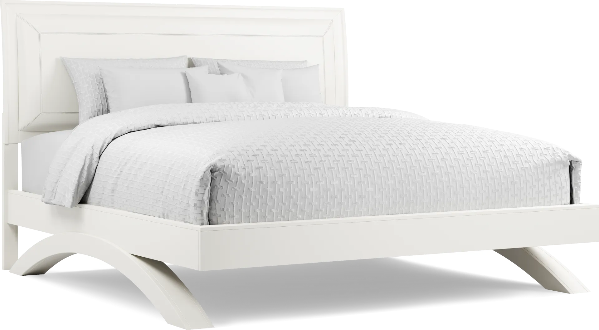 Belcourt White 3 Pc King Upholstered Sleigh Arch Bed - Image 2