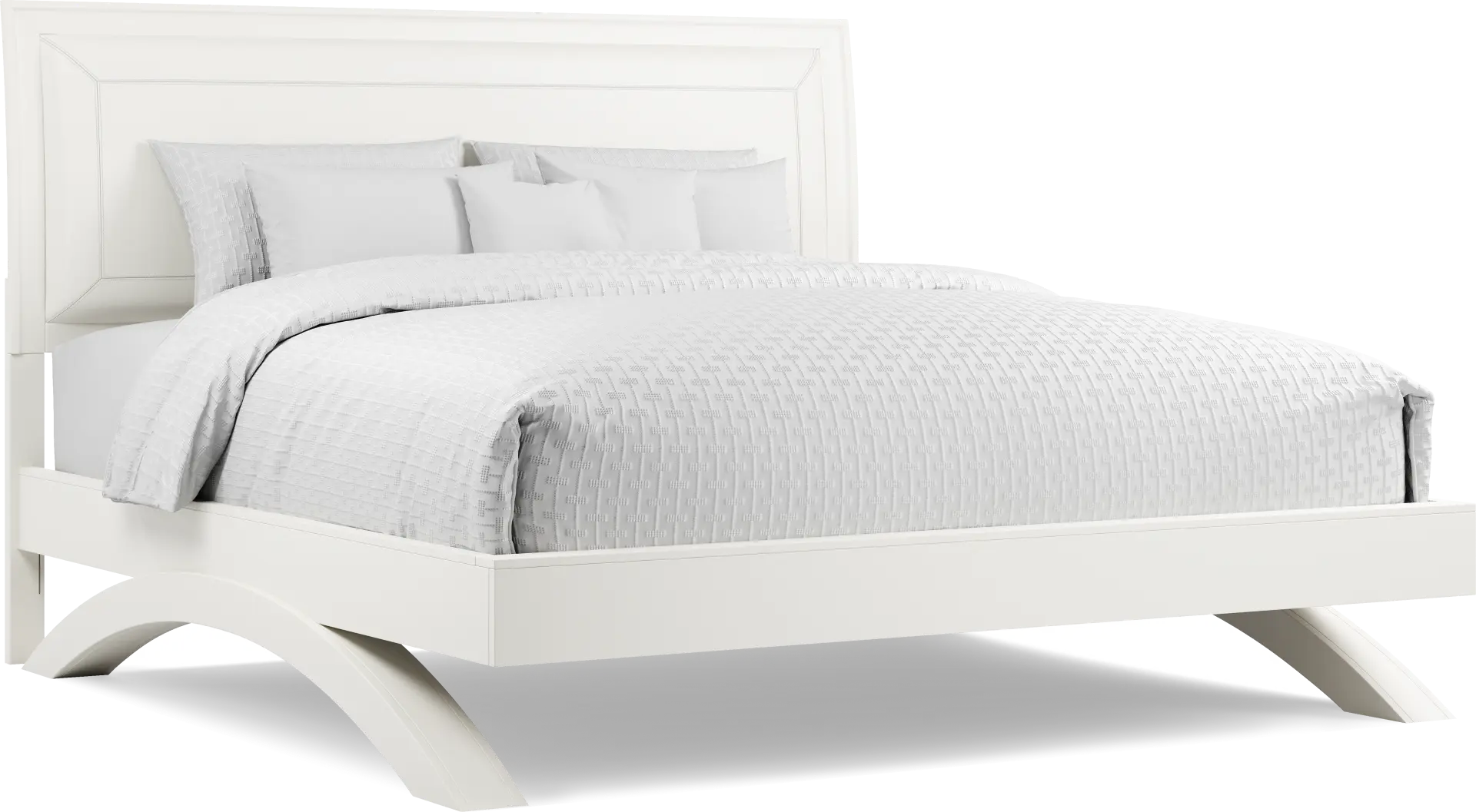 Belcourt White 3 Pc King Upholstered Sleigh Arch Bed
