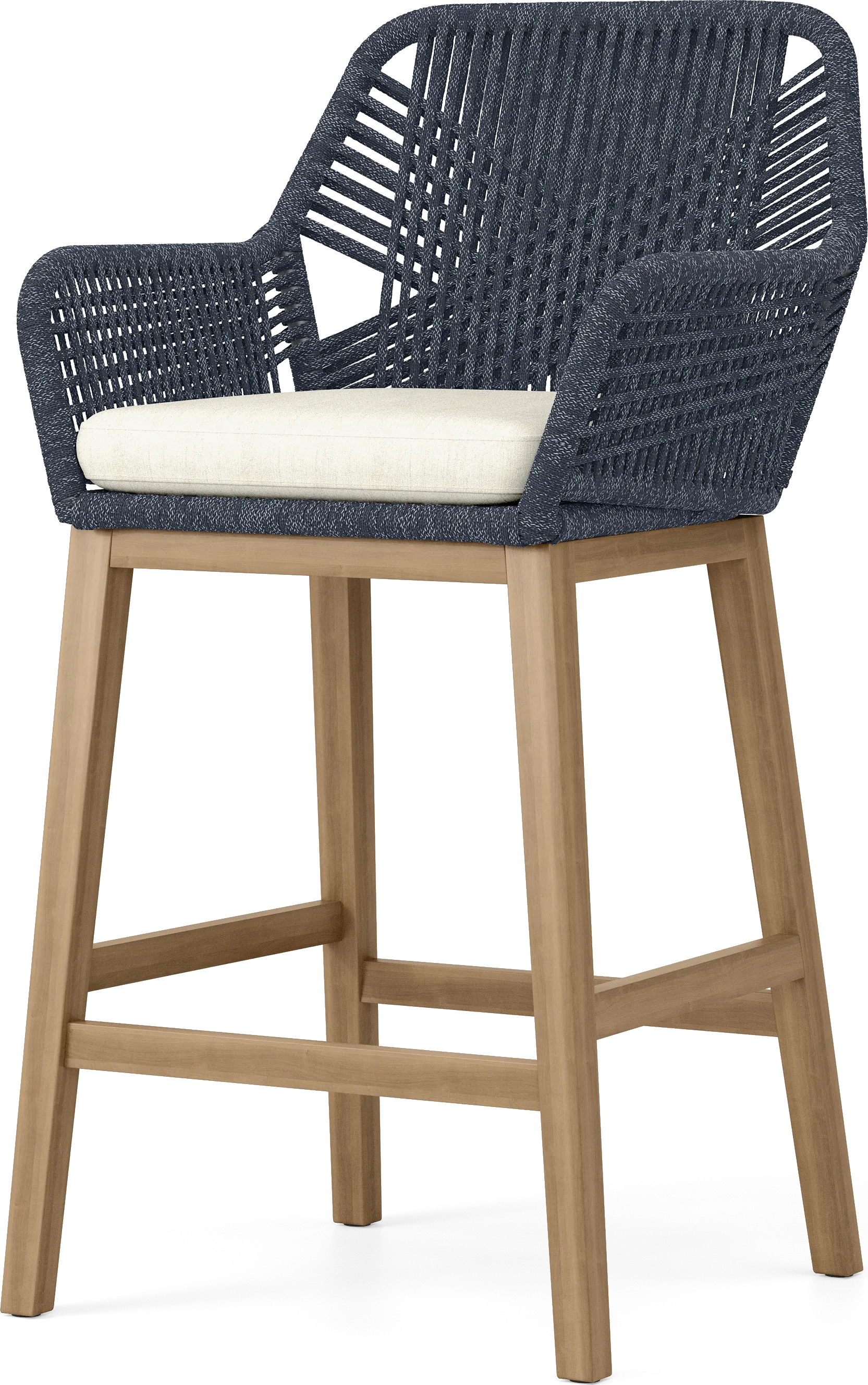 Tessere Natural 7 Pc Bar Height Outdoor Dining Set with Blue Barstools - Thumbnail - Image 6