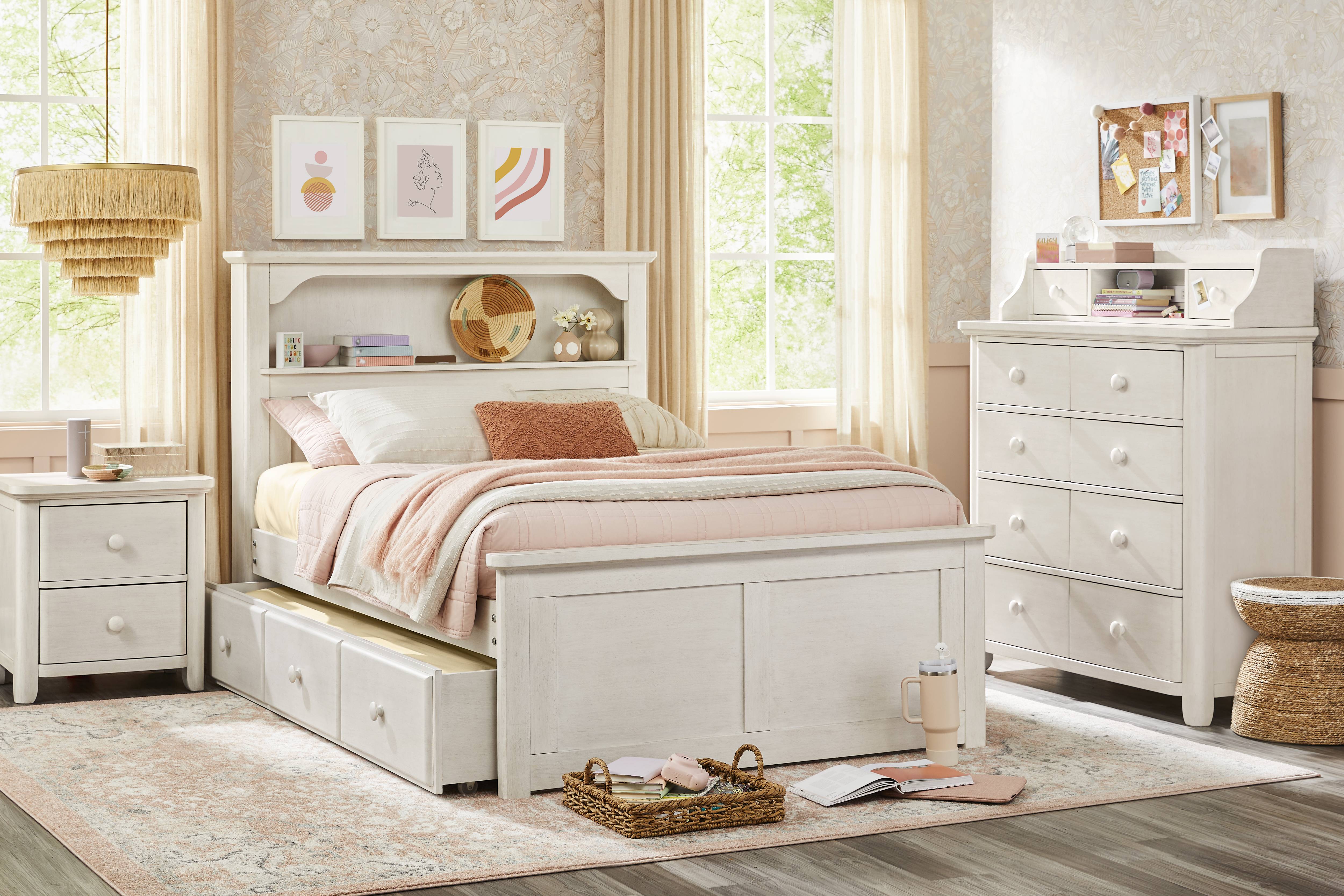 Kids South Bend Washed White Full Bookcase Bedroom - Thumbnail - Image 1
