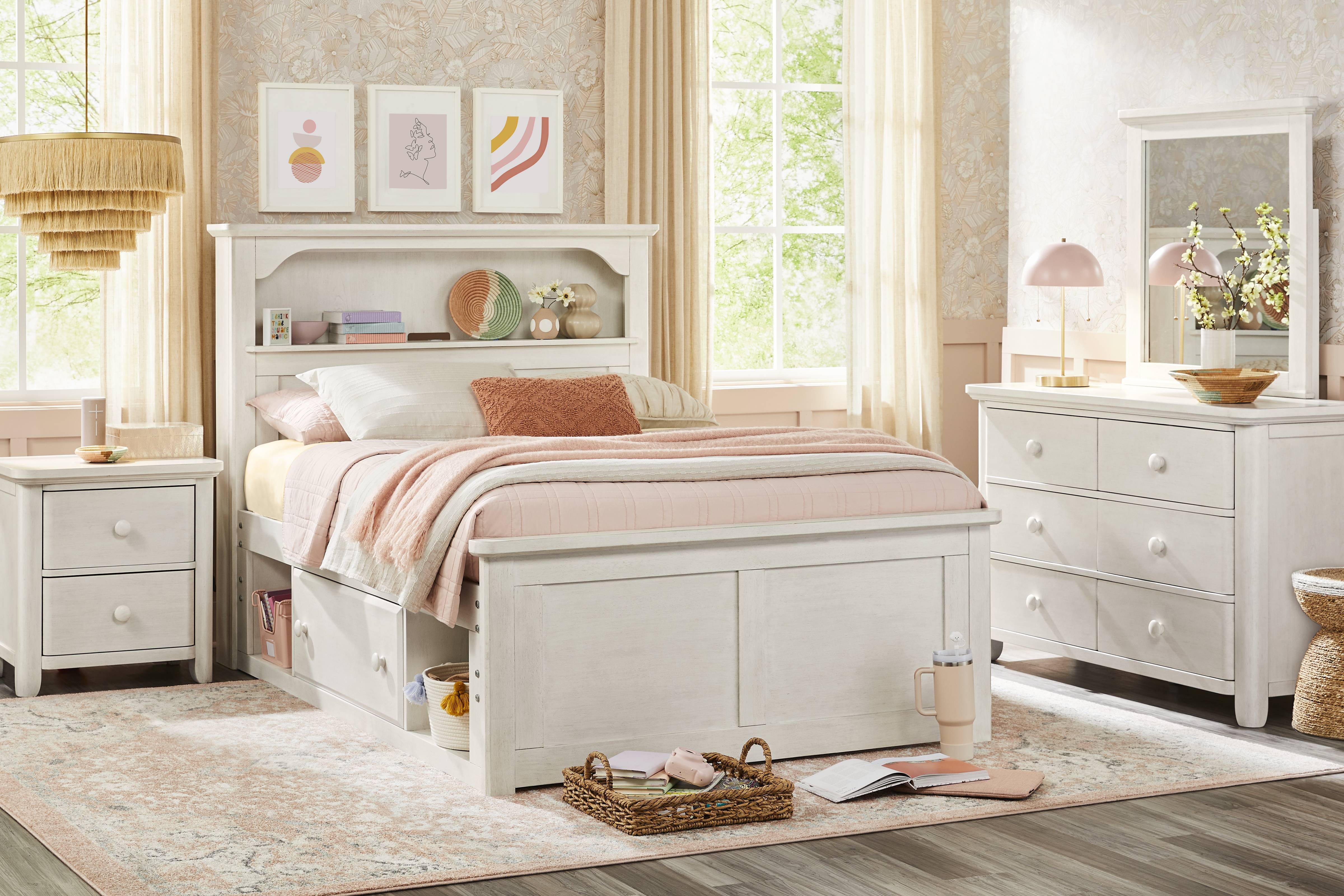 Kids South Bend Washed White Full Bookcase Bed - Thumbnail - Image 2