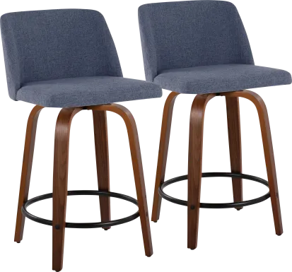 Clyo IV Blue Swivel Counter Height Stool, Set of 2