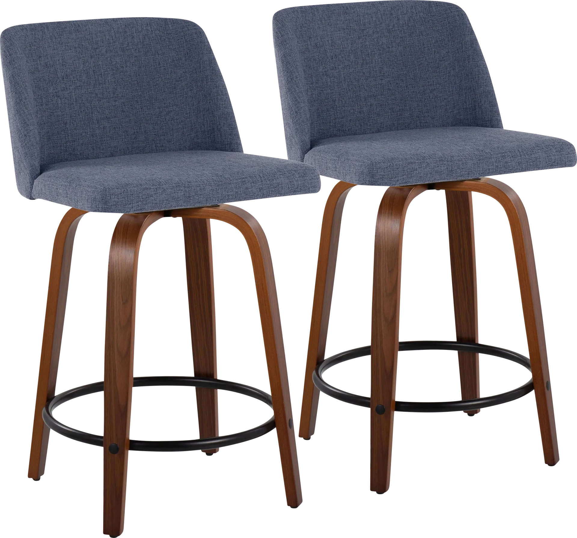 Clyo IV Blue Swivel Counter Height Stool, Set of 2 - Image 1