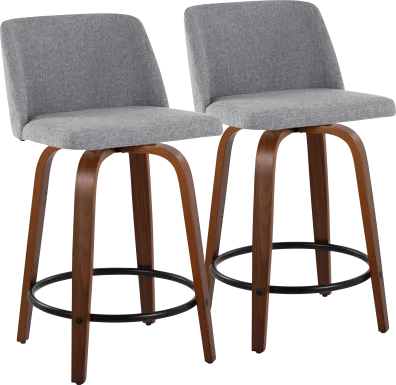 Clyo IV Gray Swivel Counter Height Stool, Set of 2