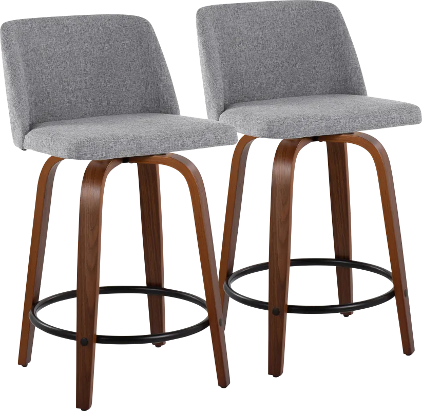 Clyo IV Gray Swivel Counter Height Stool, Set of 2
