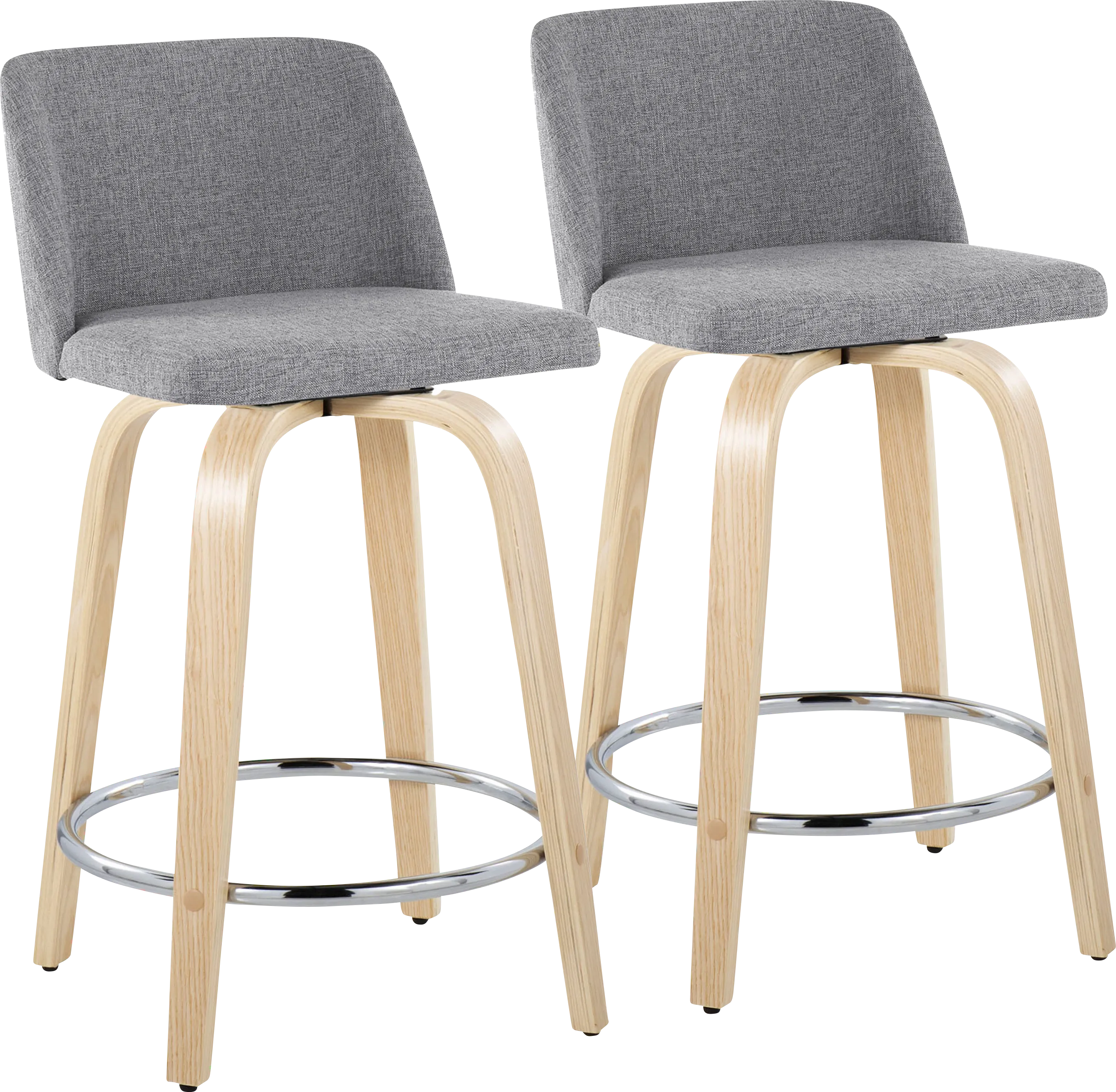 Clyo V Light Gray Swivel Counter Height Stool, Set of 2 - Thumbnail - Image 1