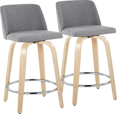 Clyo V Light Gray Swivel Counter Height Stool, Set of 2