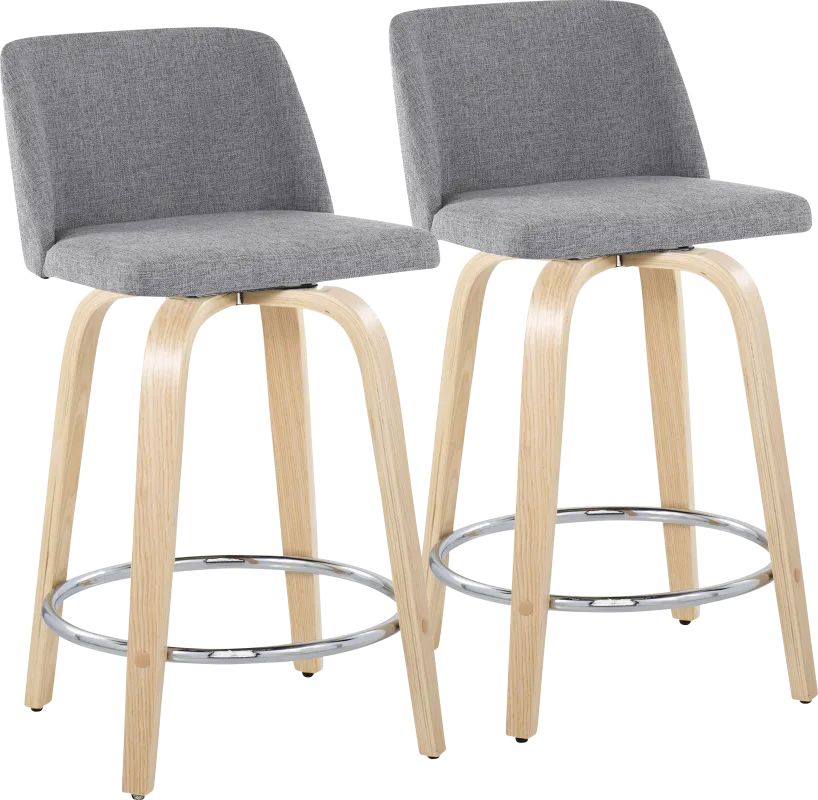 Clyo V Light Gray Swivel Counter Height Stool, Set of 2