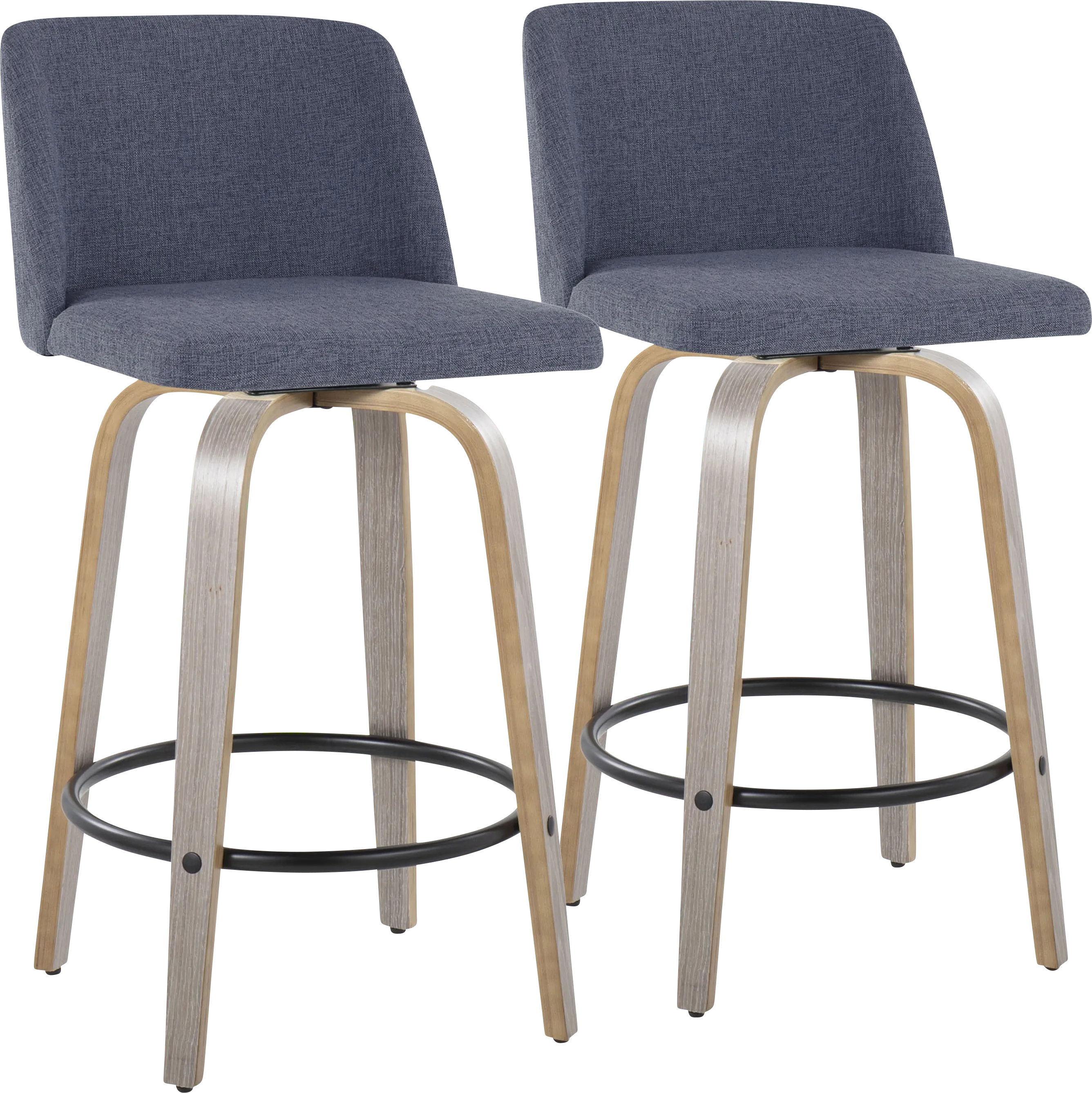 Clyo XIII Blue Swivel Counter Height Stool, Set of 2 - Thumbnail - Image 1