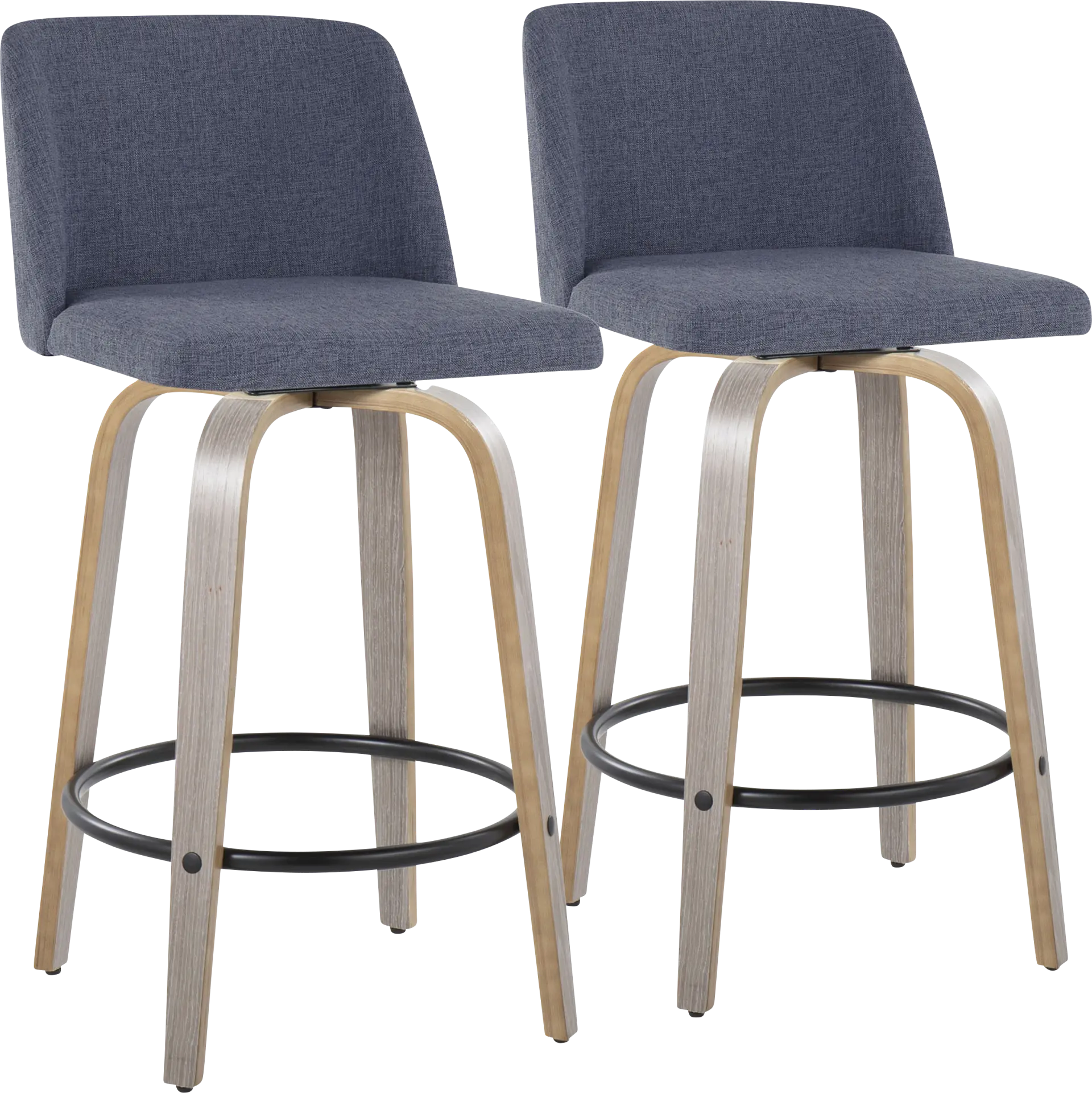 Clyo XIII Blue Swivel Counter Height Stool, Set of 2