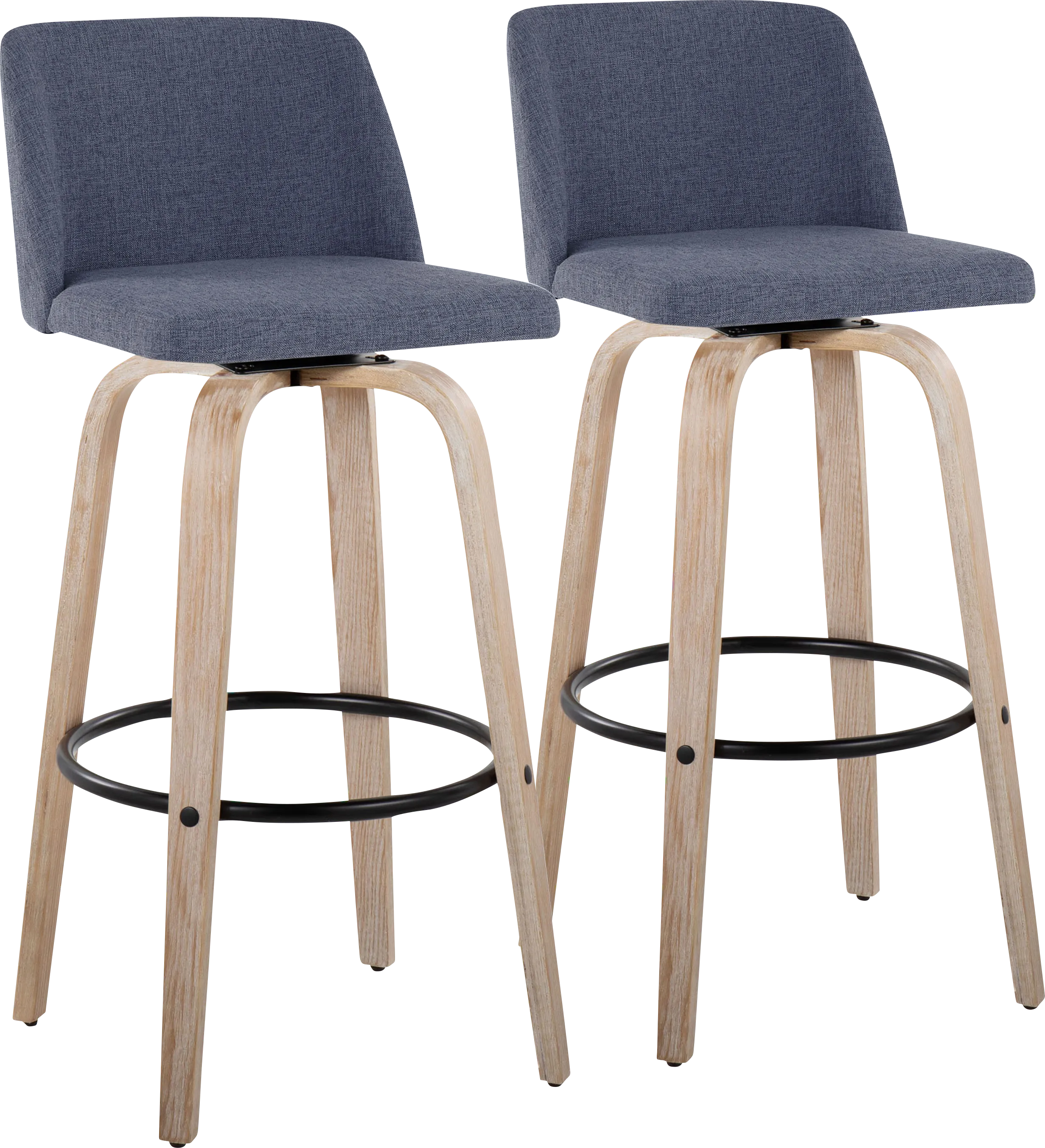 Clyo XII Blue Swivel Barstool, Set of 2 - Thumbnail - Image 1