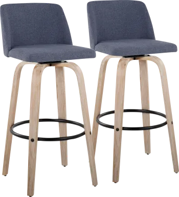 Clyo XII Blue Swivel Barstool, Set of 2