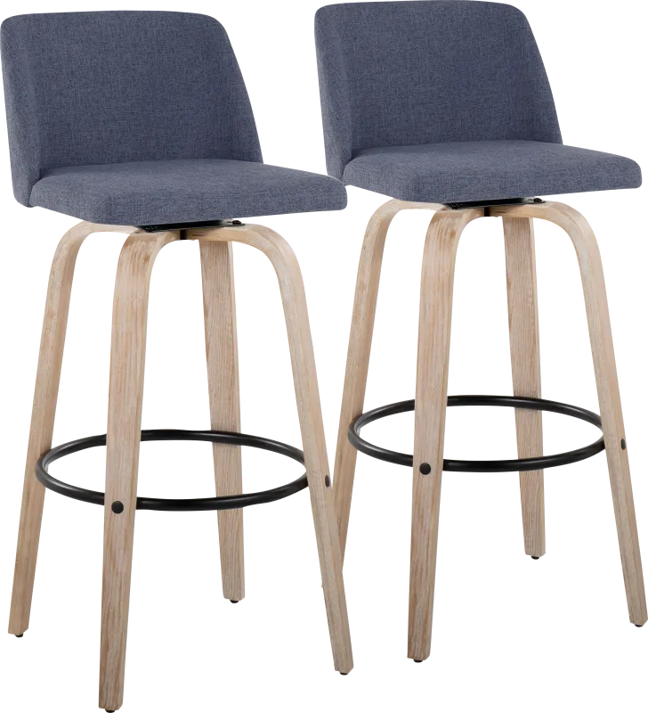 Clyo XII Blue Swivel Barstool, Set of 2