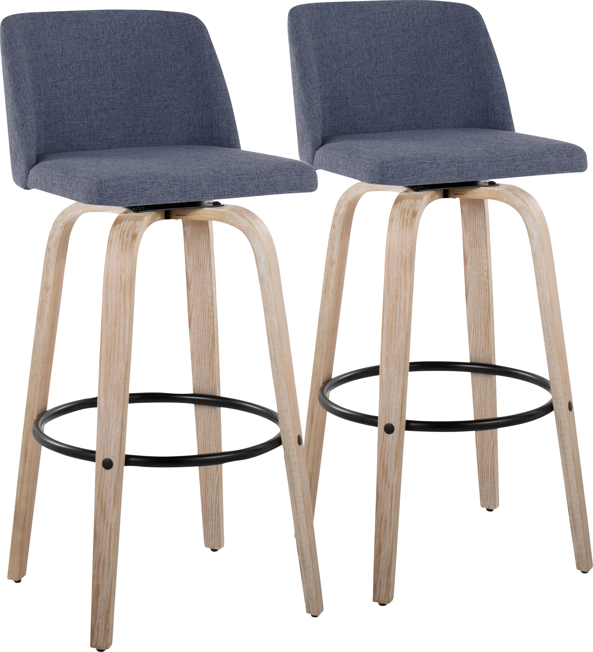 Clyo XII Blue Swivel Barstool, Set of 2