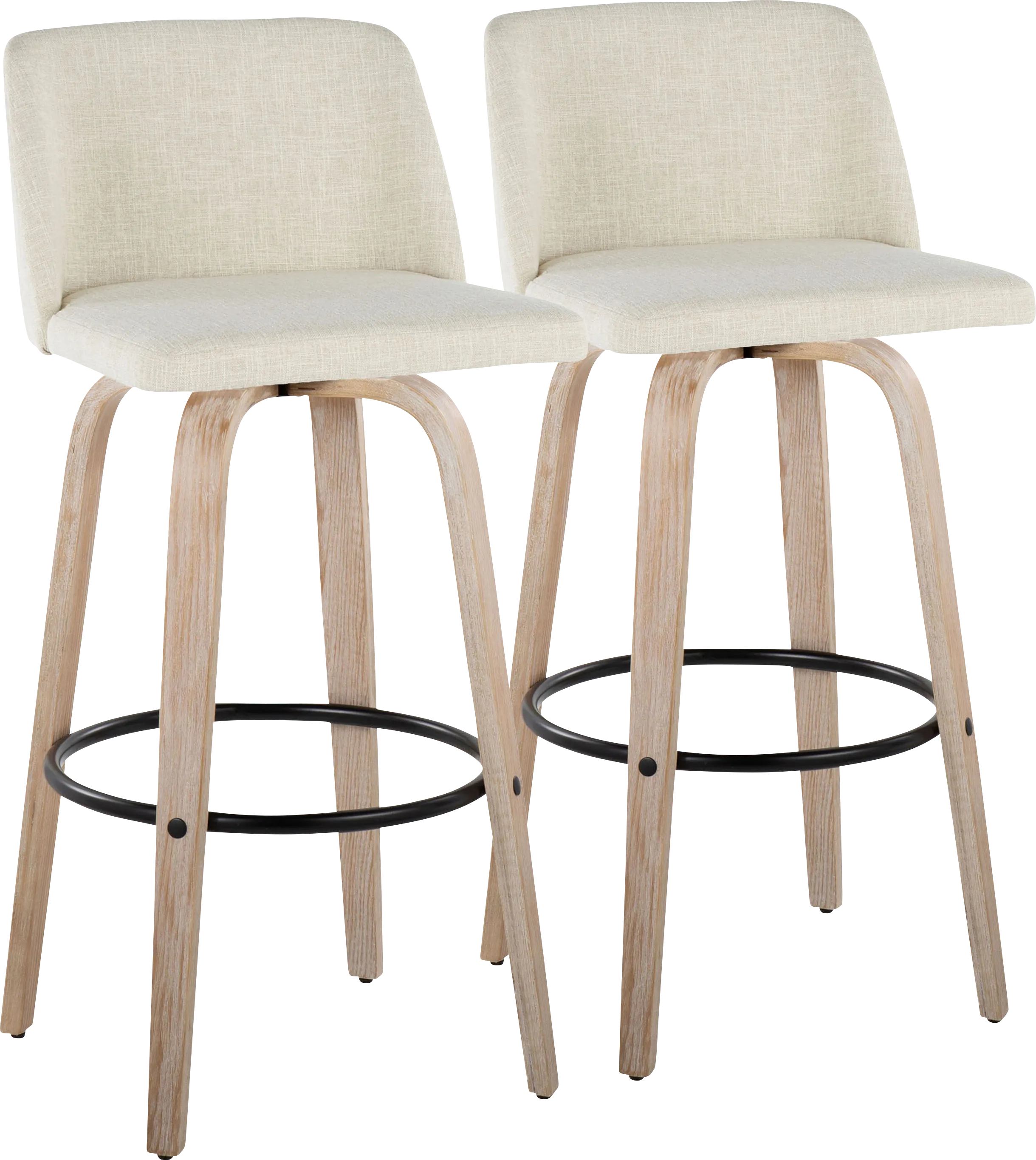 Clyo XII Cream Swivel Barstool, Set of 2 - Thumbnail - Image 1
