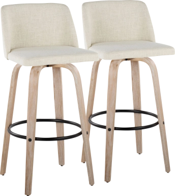 Clyo XII Cream Swivel Barstool, Set of 2